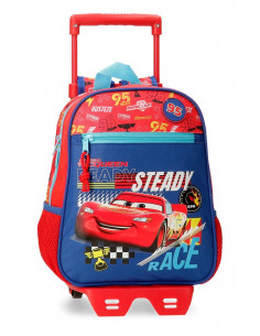 MOCHILA ADAP. 28CM. C/CARRO. CARS LETS RACE